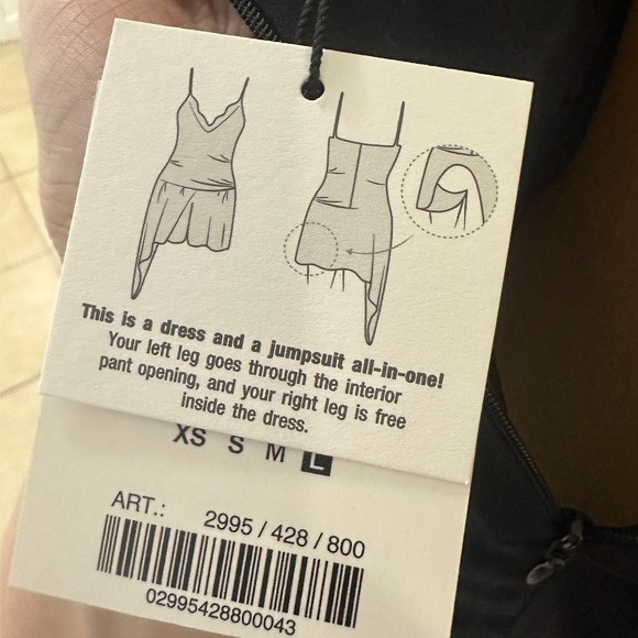 Zara ASYMMETRIC HEM JUMPSUIT LIMITED EDITION Satin. Black. Size Large NWT - Picture 6 of 9